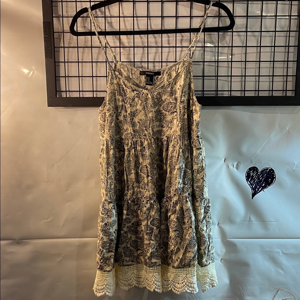 Forever 21- Floral Spaghetti Strap Dress with Lace Hem
